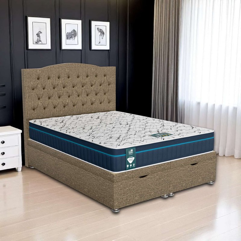 Ascot Tufted Ottoman-Light - Ascot Brown, Super King 180 x 200 cm