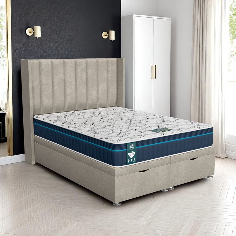 Milan Stripe Curved Ottoman-Light - Milan Cream, Double 135 x 190 cm