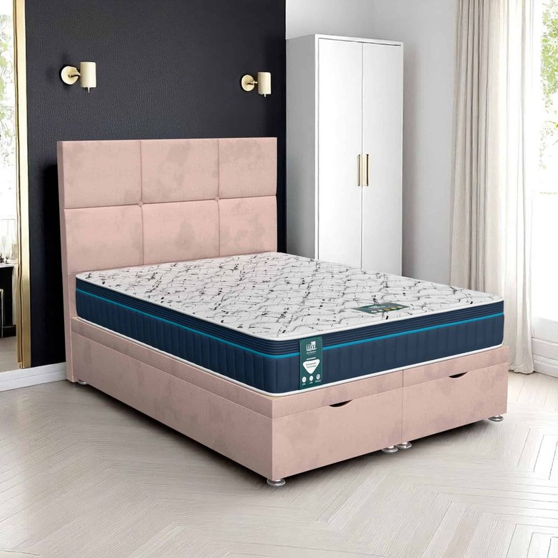 Milan Square Panel Ottoman-Light - Milan Pink, Double 135 x 190 cm