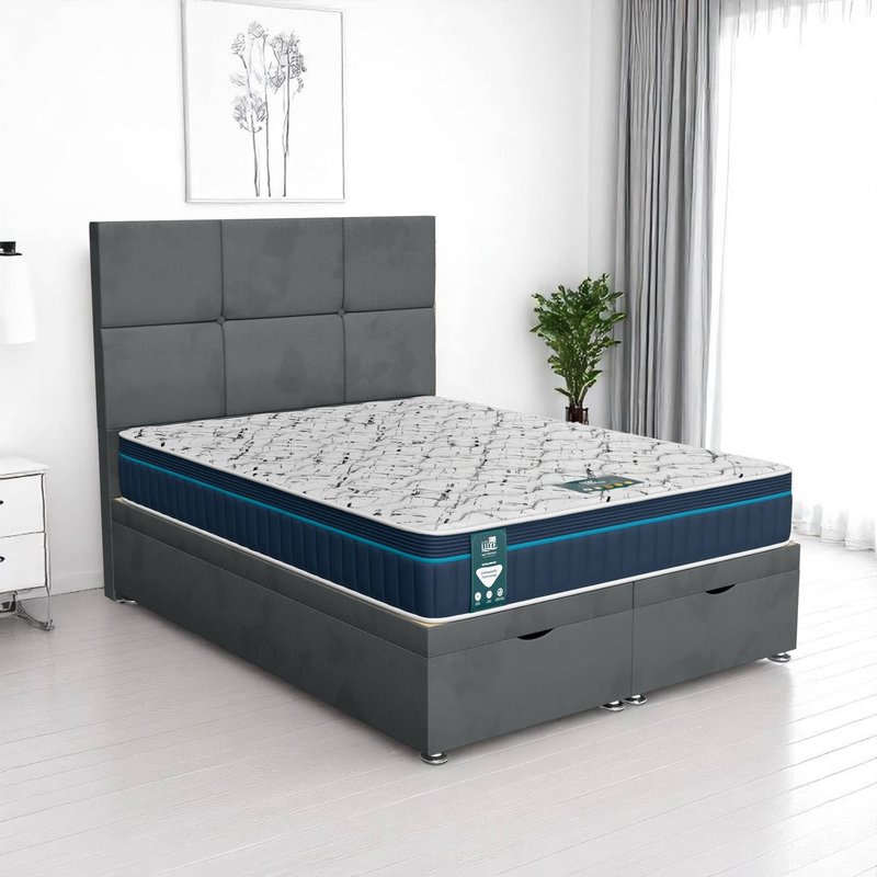 Wool Square Panel Ottoman - Steel Wool, Double 135 x 190 cm