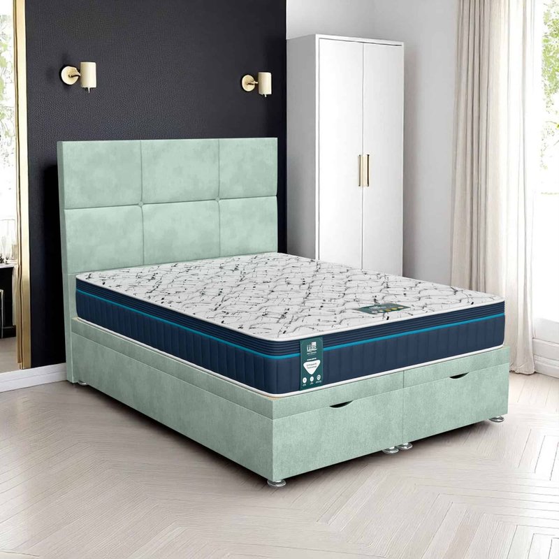 Venice Square Panel Ottoman-Light - Venice Duck Egg, Single 90 x 190 cm