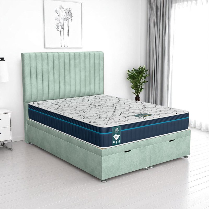 Venice Wiliam Oxford Ottoman-Light - Venice Duck Egg, Queen Size 120 x 190cm (Small Double)