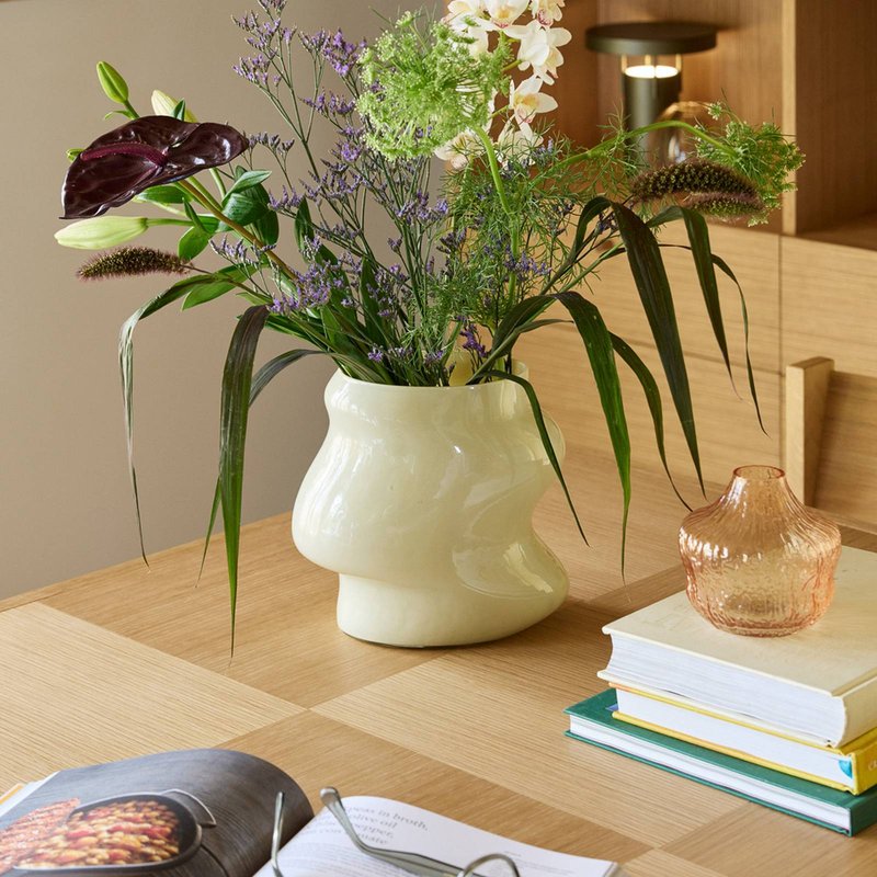 Hübsch Vase Lote, couleur sable, hauteur 20 cm, verre