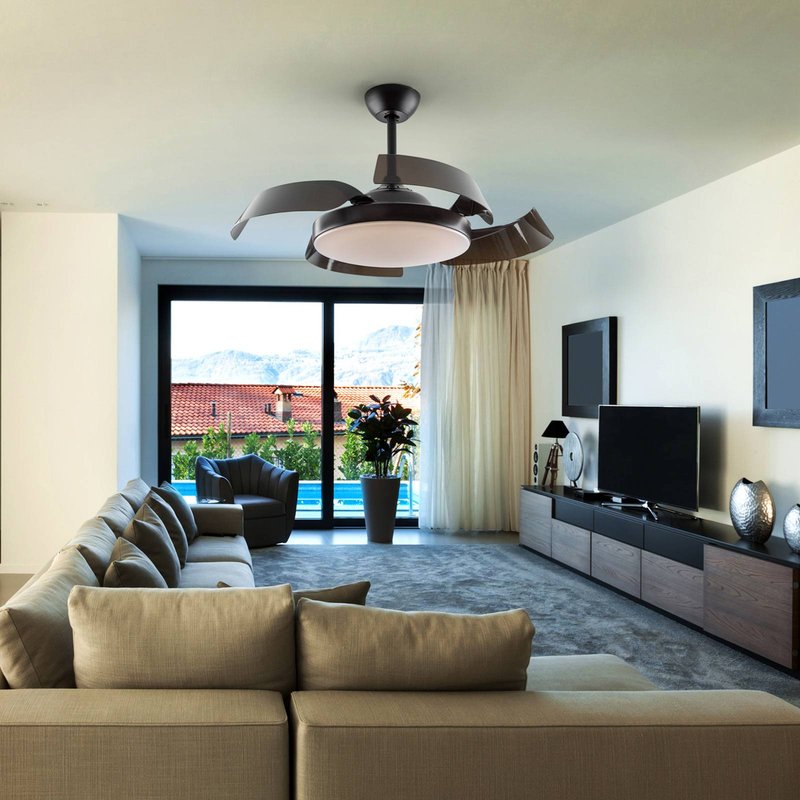 Schuller Valencia Ventilateur de plafond Enzo LED, dim, CCT, noir