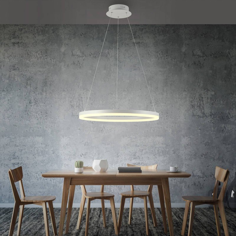 Paul Neuhaus Suspension LED Titus, Ø 60 cm, blanc, intensité variable