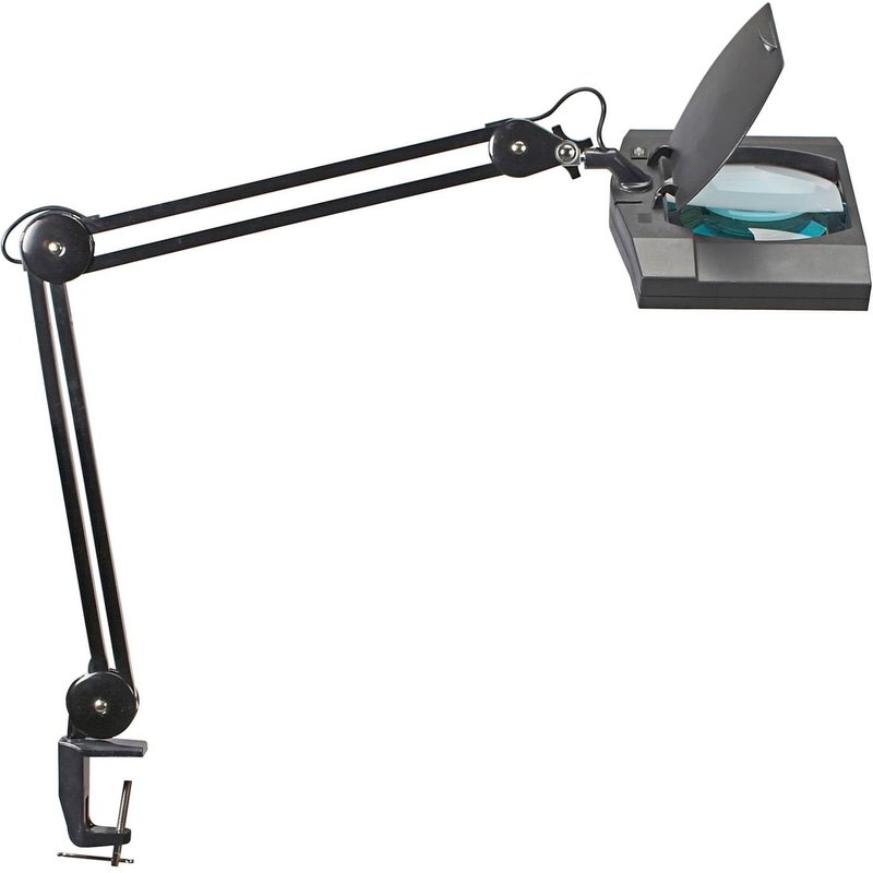 Lampe à loupe LED MAULvitrum, noire, pince, métal