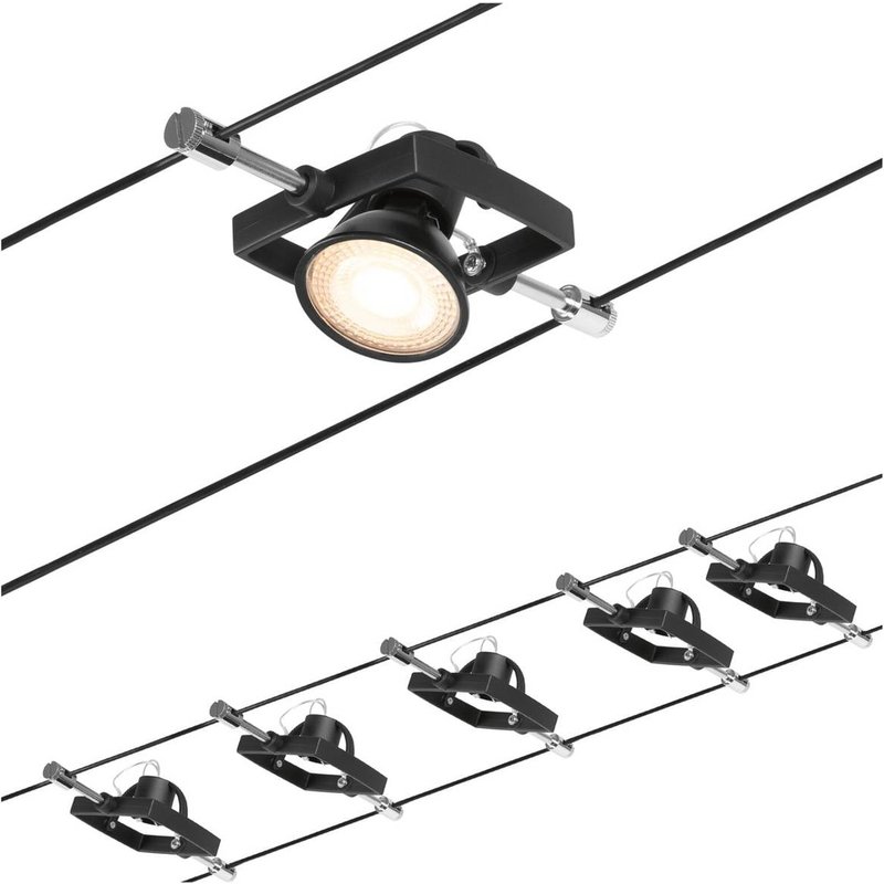 Paulmann Wire Mac II système de lampes sur câble, à 5 lampes, 5 m, noir