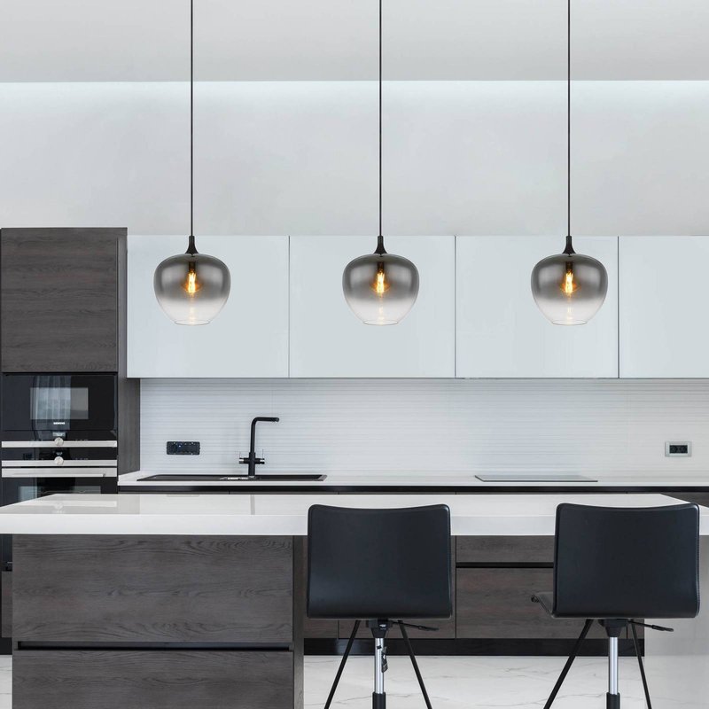 Globo Suspension Maxy, Ø 29 cm, gris fumé, verre