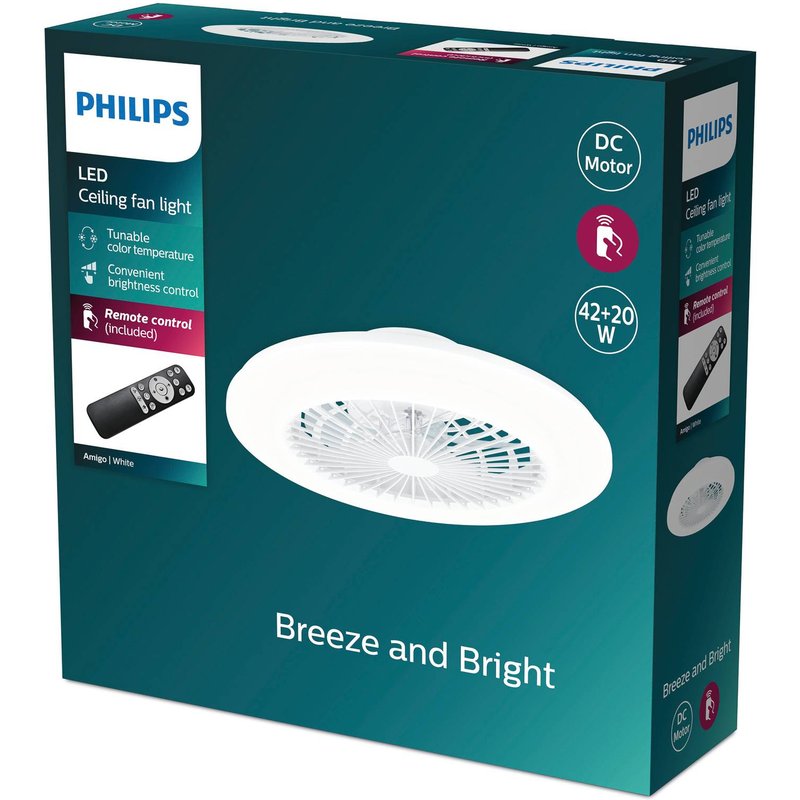 Ventilateur de plafond Philips Amigo avec éclairage LED