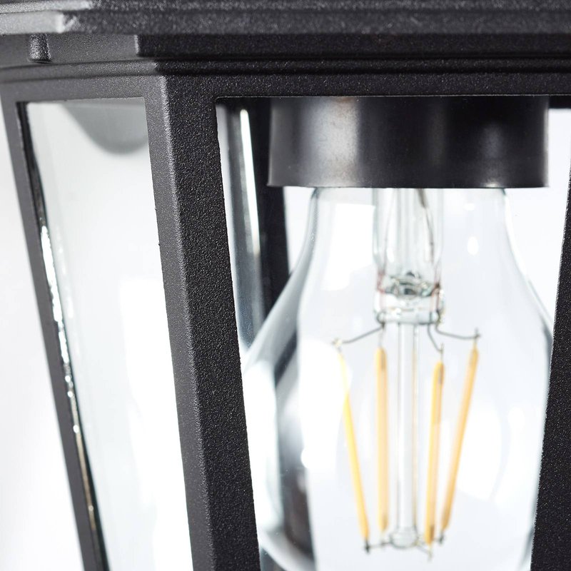Brilliant Applique d'extérieur Carleen, suspendue, noir, métal, verre