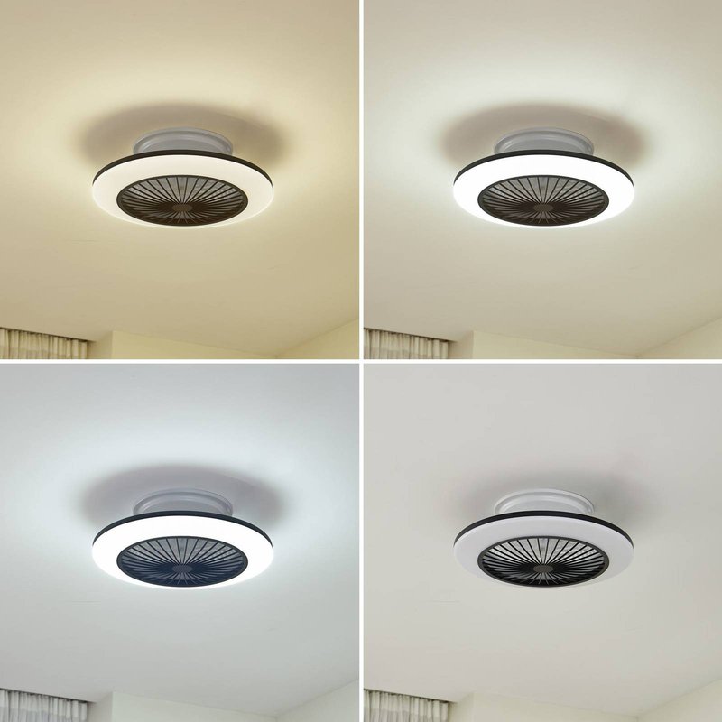 Lindby Ventilateur de plafond LED Mamuti, noir, silencieux, Ø 55 cm