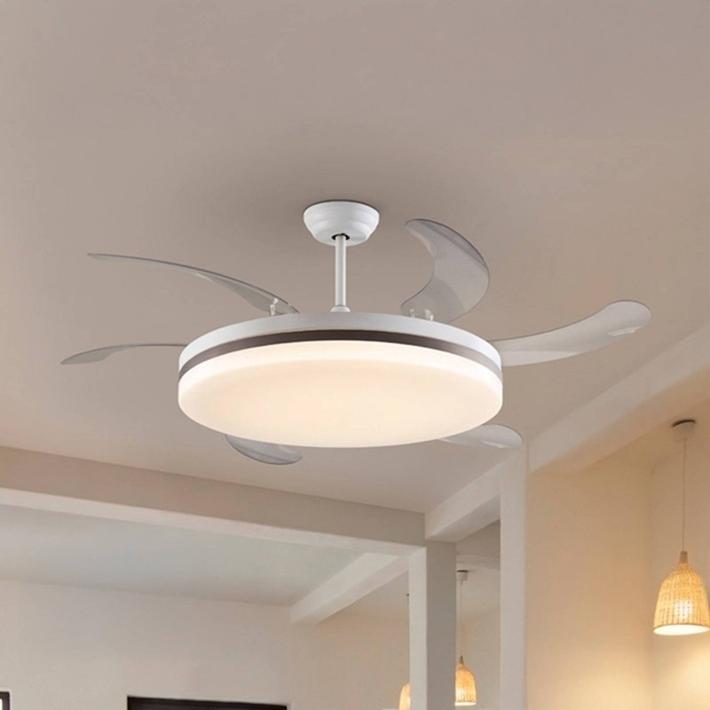 Schuller Valencia Ventilateur de plafond LED Vento blanc/bronze/transparent, Ø 150 cm silencieux