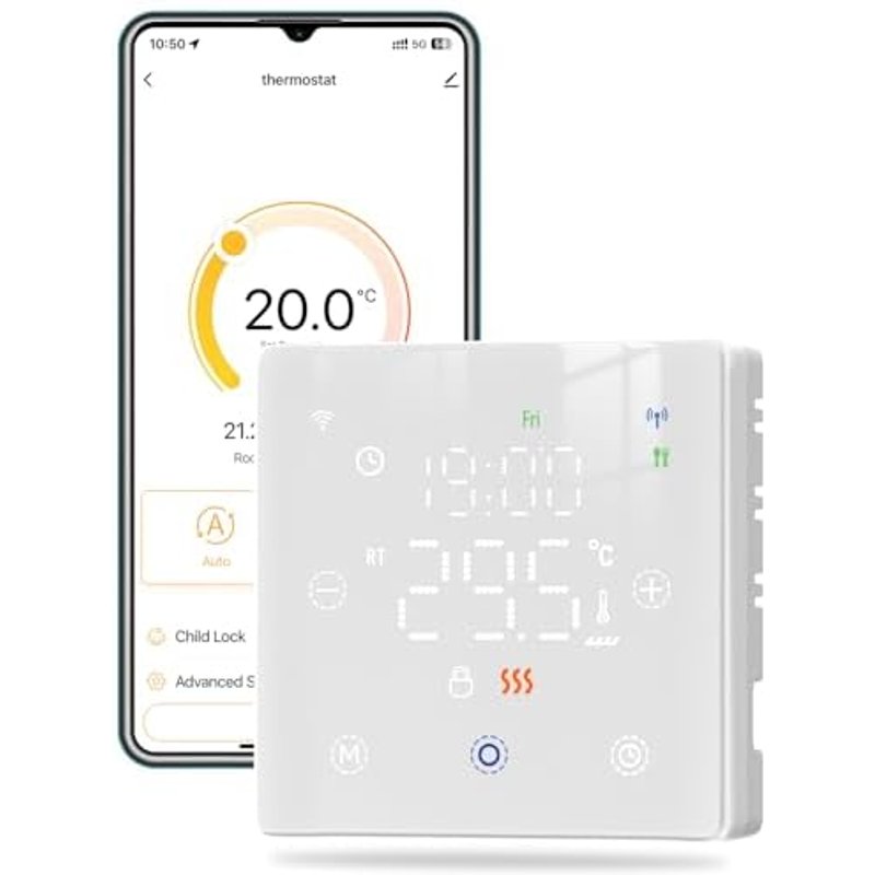 MOES WiFi Smart Thermostat, Gas Boiler Floor Heating, White