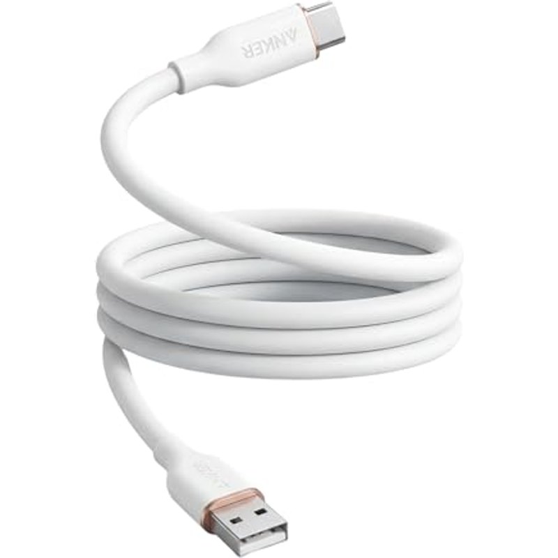 Anker usb c charger cable,6ft/1.8m usb a to usb c soft silicone cable,type c fast charge for iPhone 15 16 17 pro max Samsung Galaxy and More