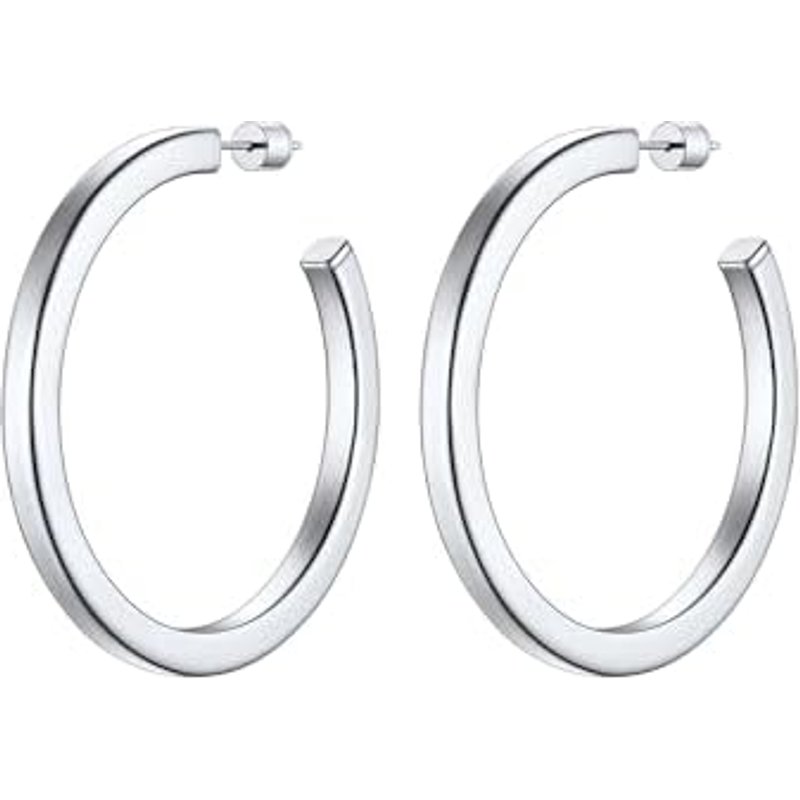 PROSTEEL Hoop Earrings for Women 30/40/60/80MM Large Chunky Open Hoops Hypoallergenic Steel Hoop Earrings for Ladies, Gold Plated/Silver/Black -With G