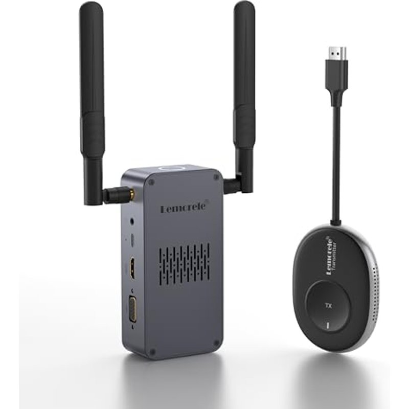 Lemorele 2025 Version 50M 5G Wireless HDMI Transmitter Receiver Supports up to 8 TX for 1 RX, 1 Source Displayed at a Time, for Streaming Video/Audio