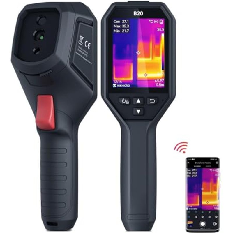 HIKMICRO B20 256 x 192 IR Resolution Thermal Camera with 2MP Visual Camera and Wifi, 25 Hz Refresh Rate, 3.2" LCD Screen, Full Screen Measurement Ther