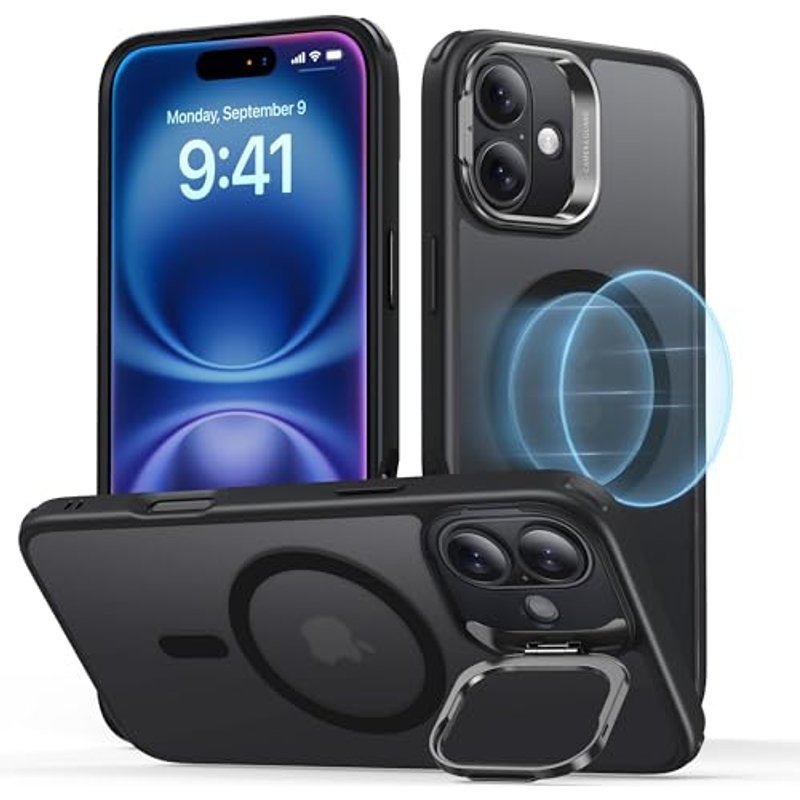 ESR Classic Hybrid for iPhone 16 Case with Flex Stand, Frosted Black