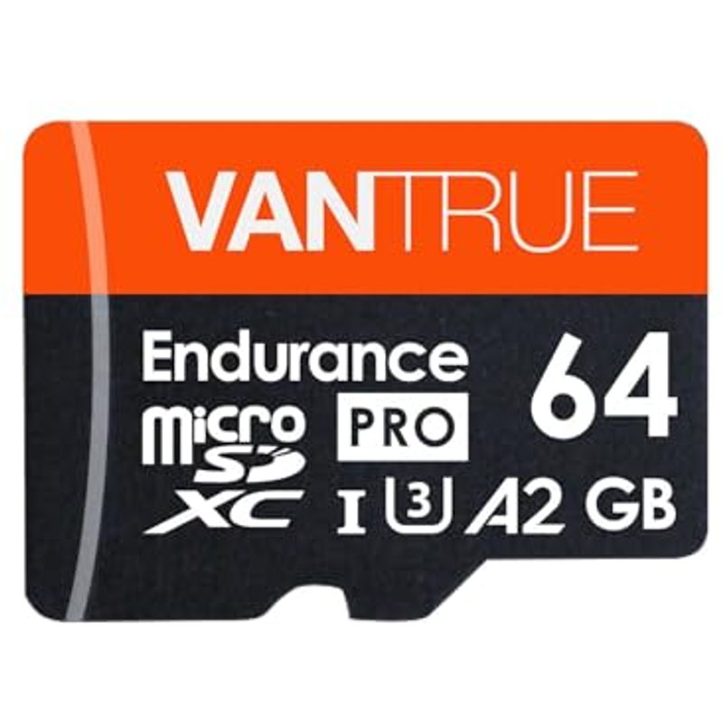 Vantrue 64GB SD Card MicroSDXC UHS-I A2 High Speed 4K UHD Video High Speed Transfer Monitoring SD Card APC A2 with Adapter for Dash Cam, Body Cams, Ac