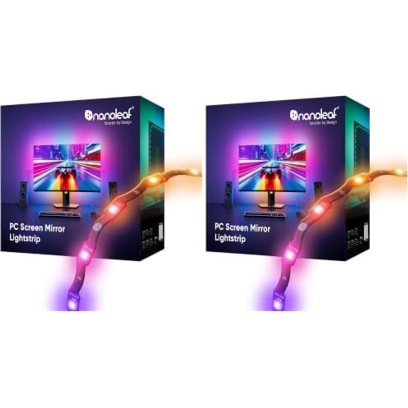 Nanoleaf PC Screen Mirror LED Strip Light, 2.5M RGBIC Zigzag Backlights (Pack of 2)
