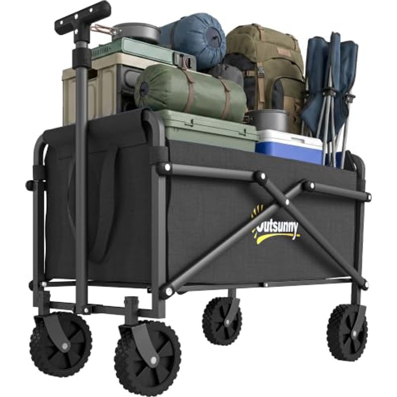Outsunny 62L Festival Trolley on Wheels Heavy Duty Collapsible 60kg Black