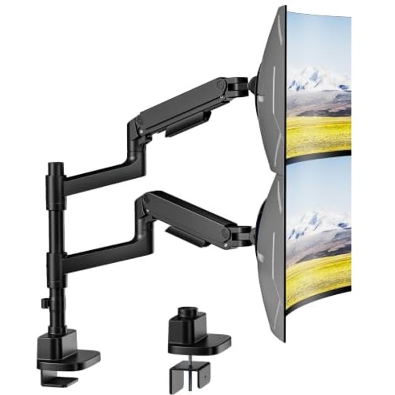 PEGZONE Dual Monitor Arm Heavy Duty Gas Spring for 17-49in Max 44lbs Black