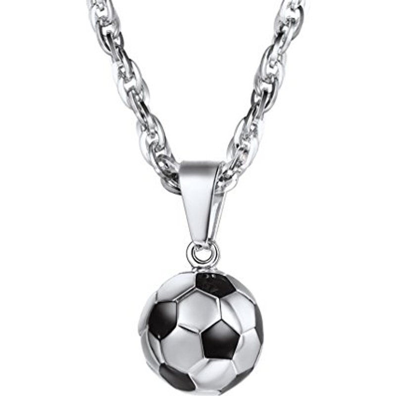 PROSTEEL Football Necklace Soccer Pendant with Adjustable Chain, Engraved Available Silver/Gold Plated 316L Stainless Steel Sports Jewellery for Men T