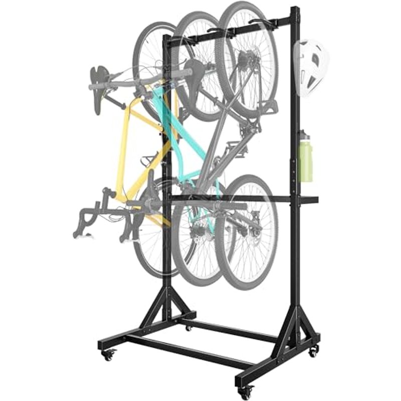 monTEK Freestanding Bike Stand for 3 Bikes & 4 Helmets, Holds up to 95kg