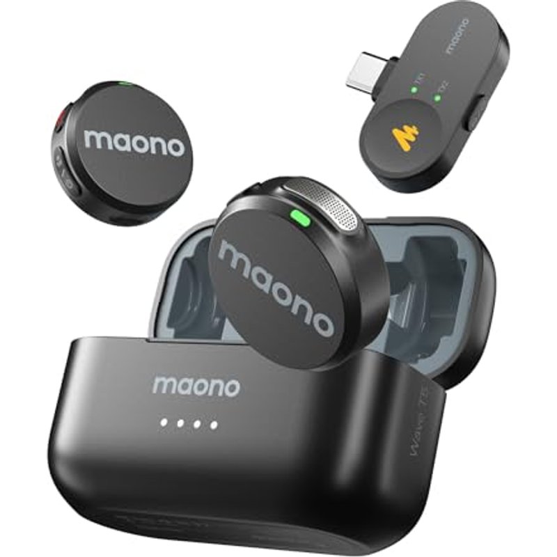 MAONO Wave T5 Wireless Lavalier Microphone for iPhone15/16/17 Android Phone