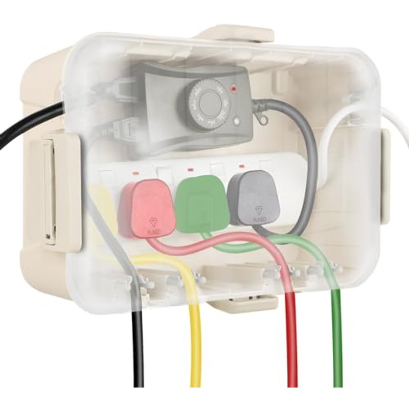RESTMO Large Outdoor Electrical Box Waterproof with Transparent Lid, Almond