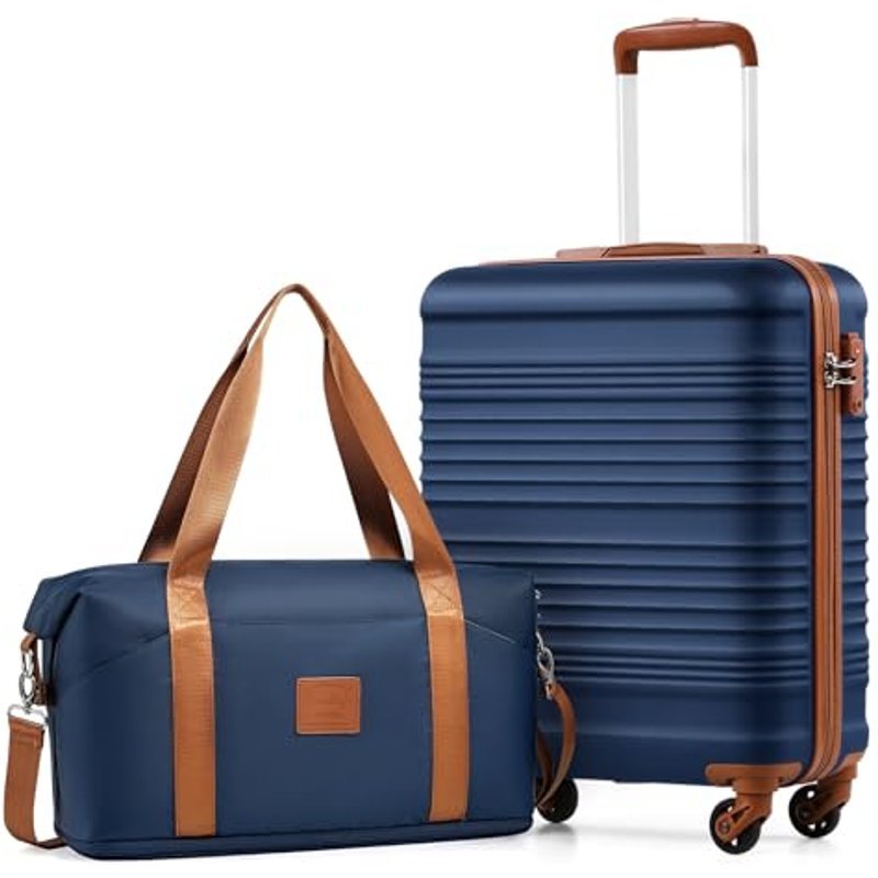 COOLIFE 55×40×20 Cabin Suitcase+40x25(36)x20cm Expandable Ryanair Cabin Bag