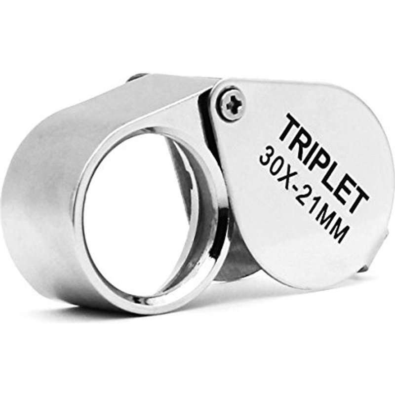 QiCheng&LYS Jeweler Pocket Loupe Magnifier, 30X Glass Lens Magnifying Glass for Jewelry, Coins, Stamps,Antiques and More (Silver)