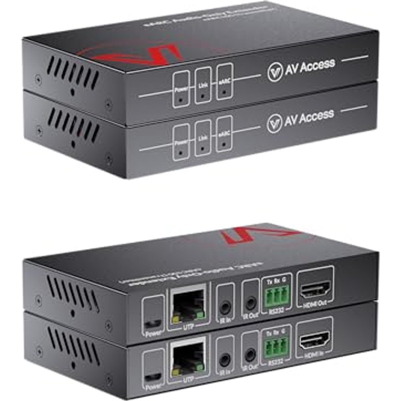 AV Access eARC & ARC Audio Extender Over Cat 5e/6/6a/7 Ethernet Cable Up to 100m/330ft, Audio Extender with 2-Way IR, RS232 & CEC, Ideal for Home Thea