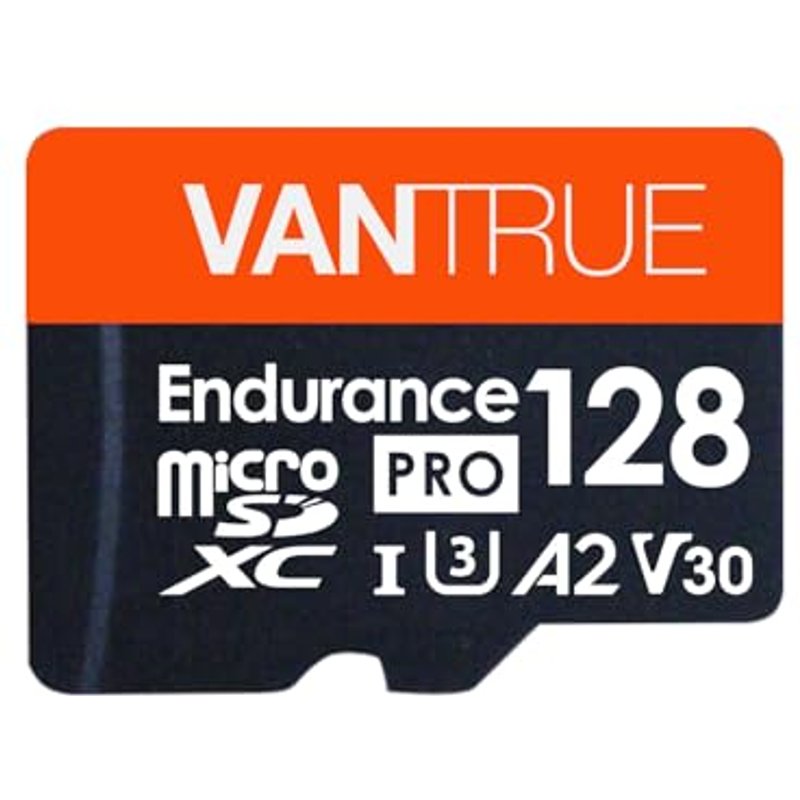 Vantrue 128GB Memory Card MicroSDXC UHS-I A2 High Speed 4K UHD Video High Speed Transfer Monitoring SD Card APC A2 with Adapter for Dash Cams, Body Ca