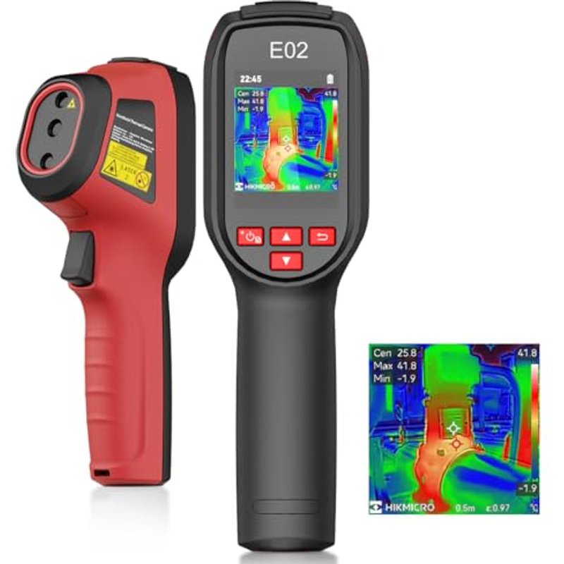 HIKMICRO E02 Thermal Camera, Visual Camera, Laser Pointer, 240x240 SuperIR | Dual camera, Fusion Imaging, 8h Runtime, 4GB, Video, Smart Inspections wi
