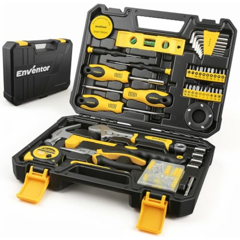 Enventor Tool Kit, 128PCS Home Repair Tool Set, Basic Hand Toolbox