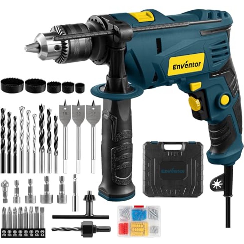 Enventor Hammer Drill, 900W 0-3000RPM Electric Corded, 13mm Chuck