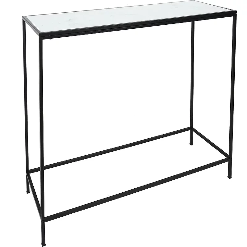 Console Felicy en métal et verre trempé - Noir et Blanc