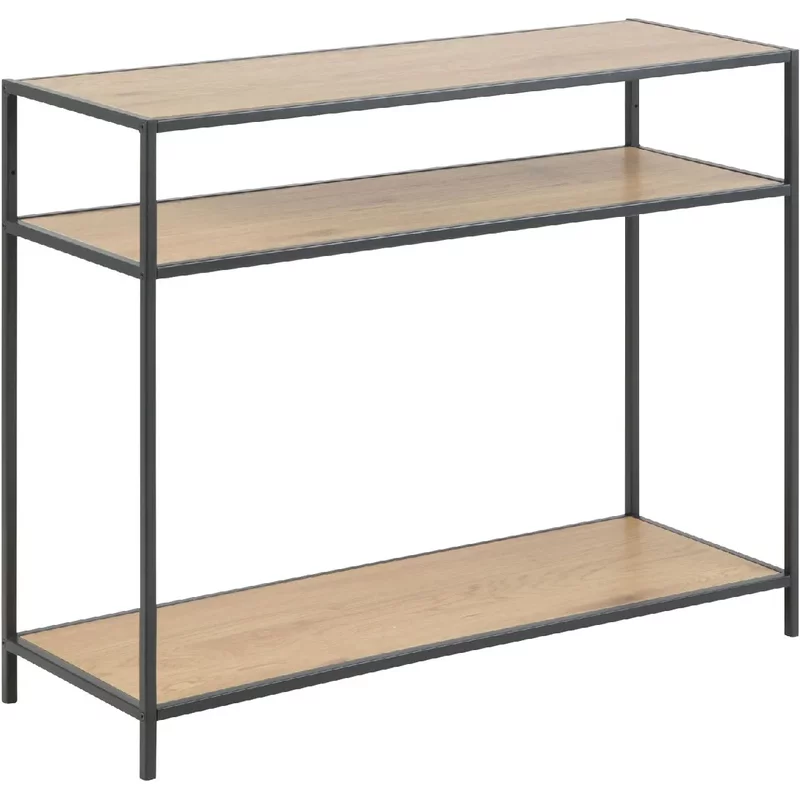 Console 3 étages en MDF et Métal - Beige et Noir