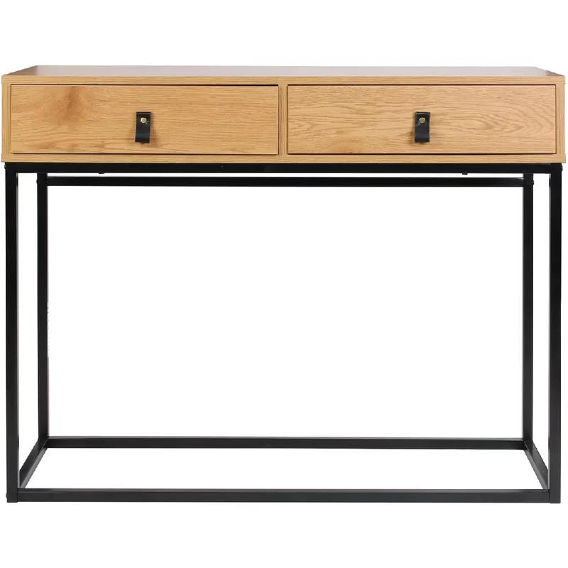 Console 2 tiroirs en bois et métal Jack - Marron et noir