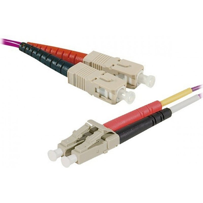 Jarretière optique duplex multimode 2mm OM4 SC-UPC/LC-UPC (1 mètre)