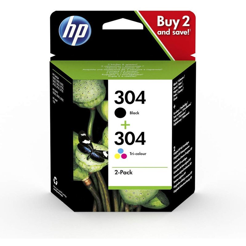 HP 304 Pack de 2 (3JB05AE) - Noir/3 Couleurs