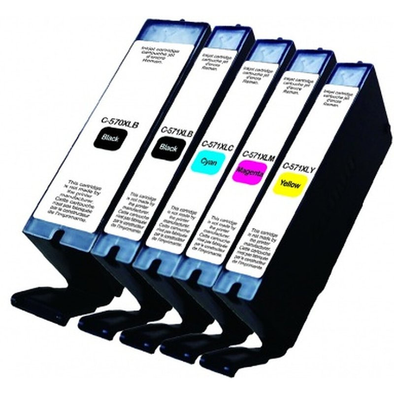 Pack de 5 cartouches C-571XL 2xBK/C/M/Y