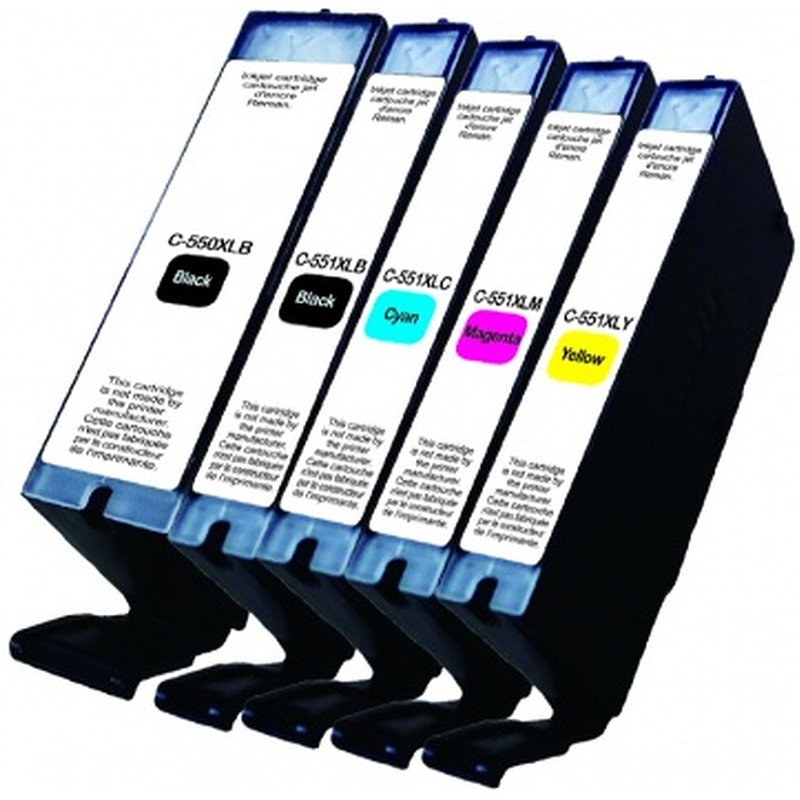 Pack de 5 cartouches C-551XL 2BK/C/M/Y