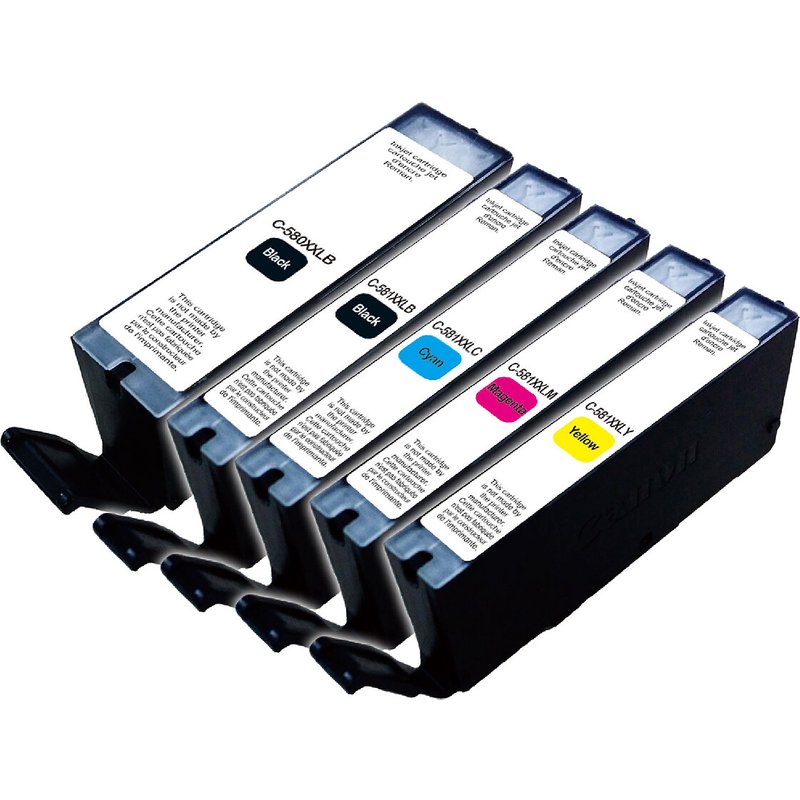 Multipack compatible Canon 580 PGBK XL / Canon 581 XXL (2x noir, 1x cyan, 1x magenta, 1x jaune)