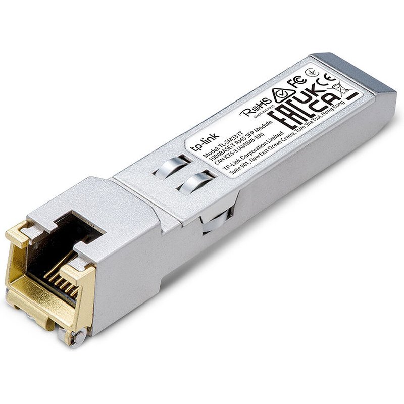 TP-Link TL-SM331T V1 - Module transmetteur SFP (mini-GBIC) - 1GbE - plus de CAT 5e - 1000Base-T - RJ-45 - jusqu'à 100 m - pour JetStream TL-SG3452XP V1