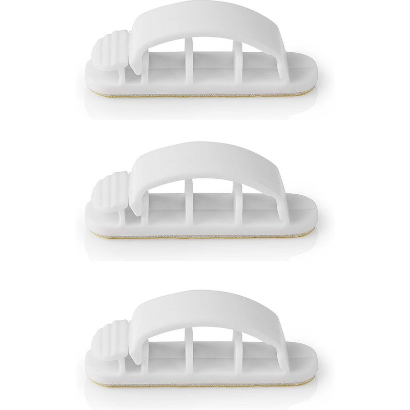 Nedis Lot de 3 Clips de câbles - 3 slots jusqu'à 7.5 mm - Blanc