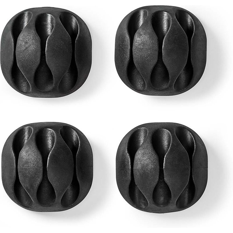 Nedis Lot de 4 Mini clips de câbles - 3 slots jusqu'à 5.3 mm - Noir
