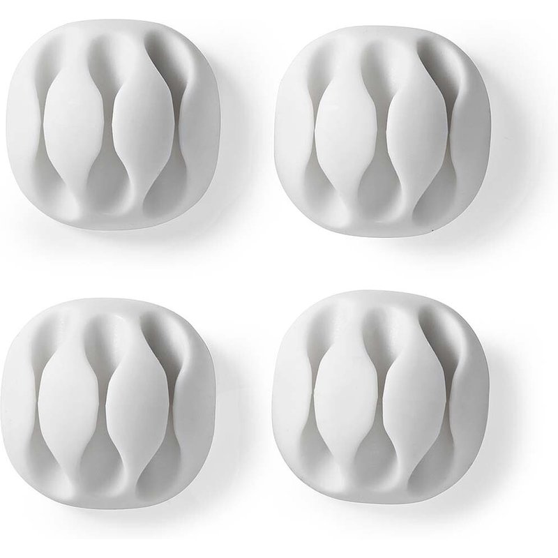 Nedis Lot de 4 Mini clips de câbles - 3 slots jusqu'à 5.3 mm - Blanc