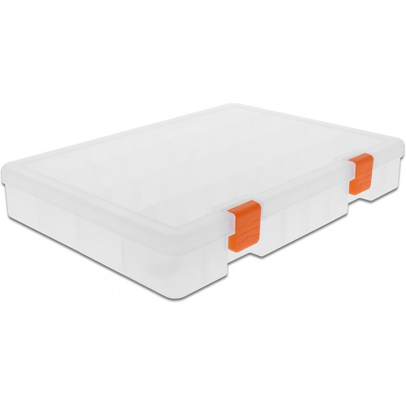 DeLock Boîte de rangement pour vis et accessoires, 36 compartiments Transparent